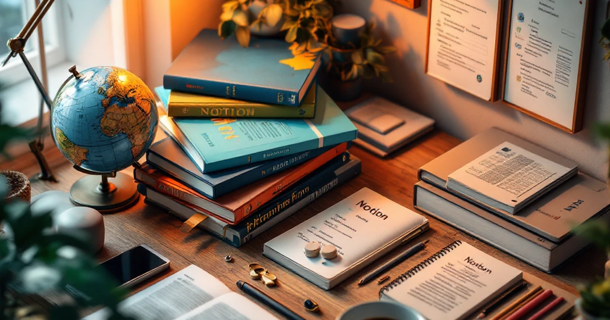 Isometric workspace featuring tools for Apple Notes and Notion.