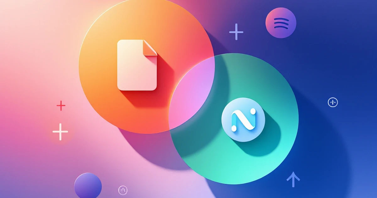 Abstract image showing comparison between Apple Notes and Notion features.