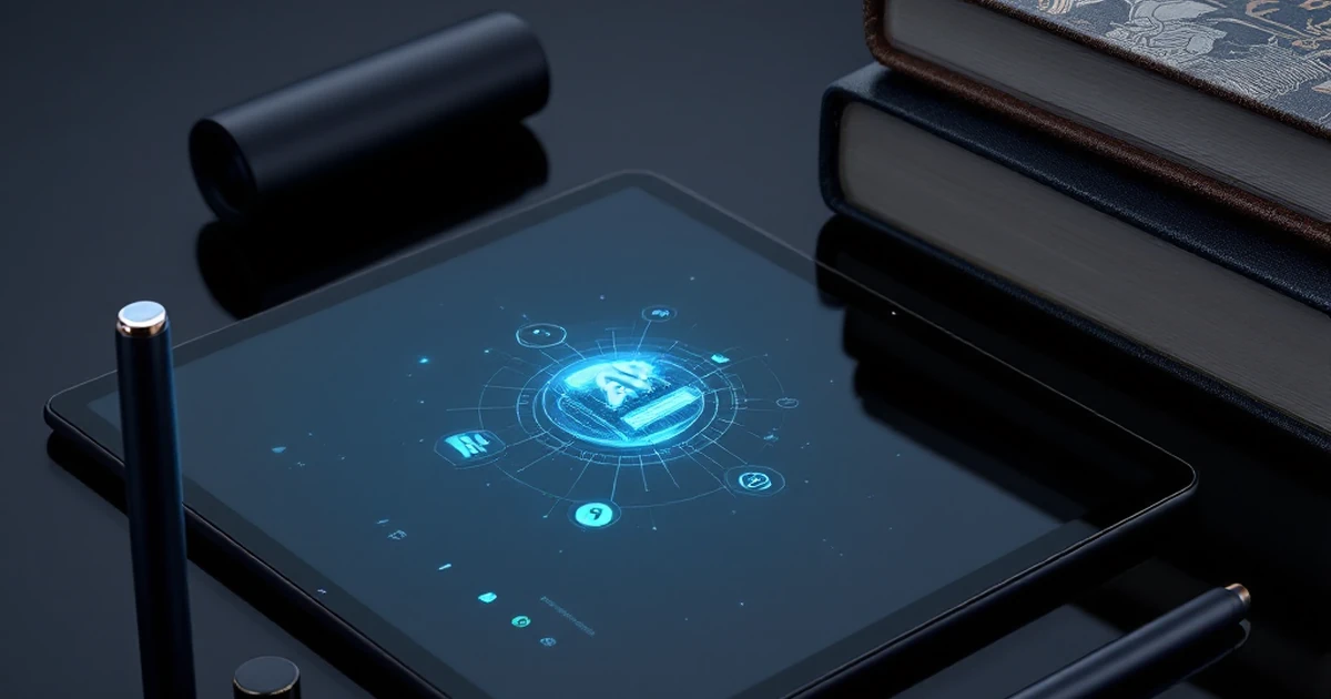 AI tools for writing on black glass surface.