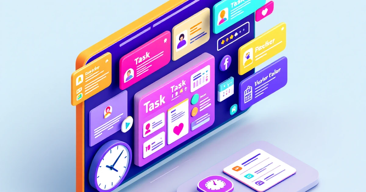 Isometric view of a digital task management board.