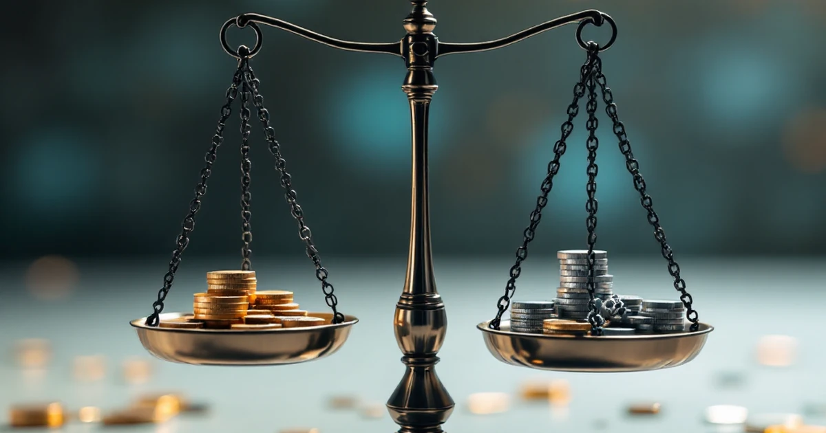 Product photo of a scale with objects, symbolizing decision making between platforms.