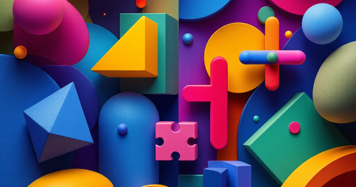 Abstract geometric shapes representing features like speed and customization.