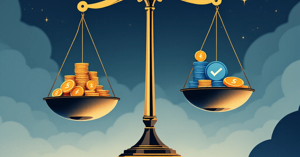 Abstract illustration of scales balancing costs and benefits.