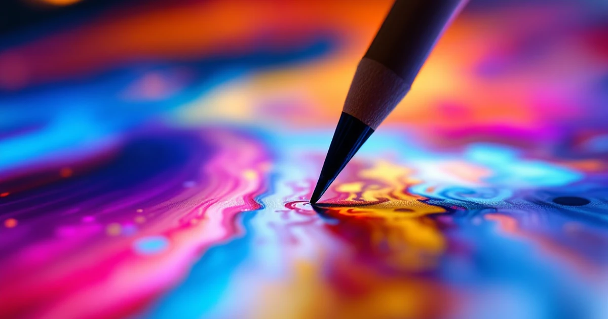 Close-up of a stylus on a digital canvas showing vivid art creation.