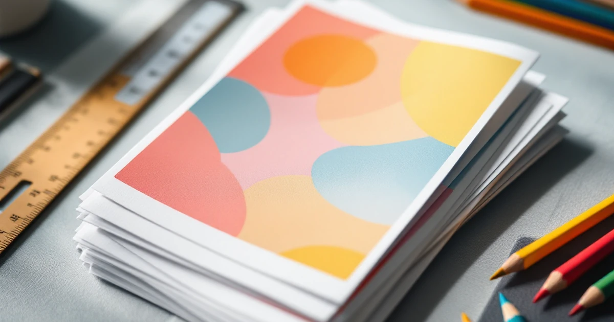 Product photography of email templates with colored pencils and ruler.