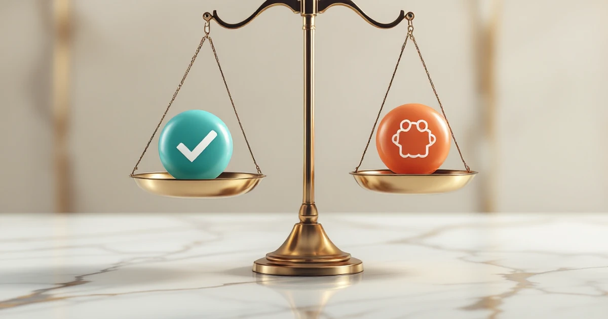 Abstract image of scales balancing two icons representing decision-making.