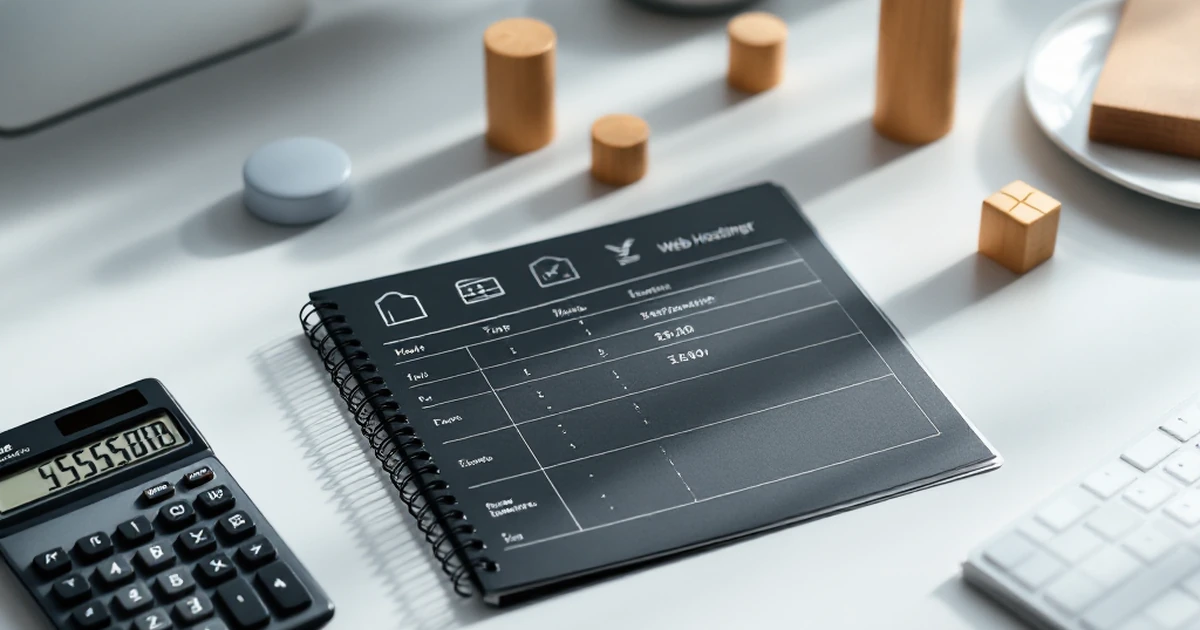 Workspace setup with budget and specialty web hosting tools.