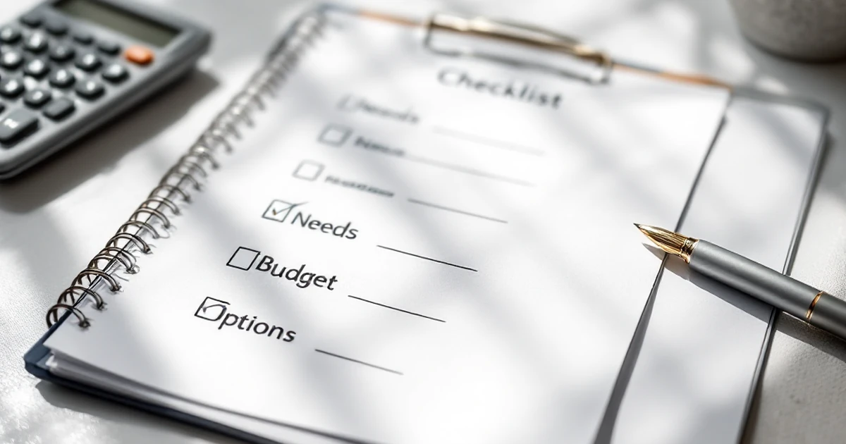 Editorial image of checklist and calculator for web hosting planning.