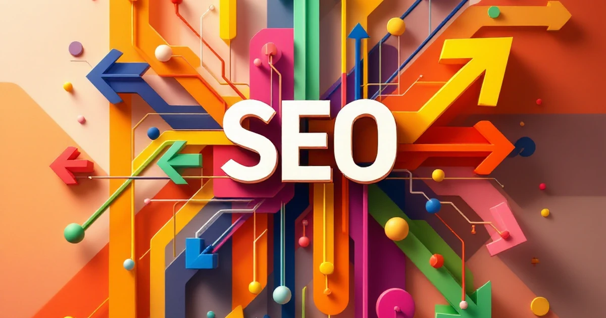 Abstract geometric shapes forming a network for SEO strategy.