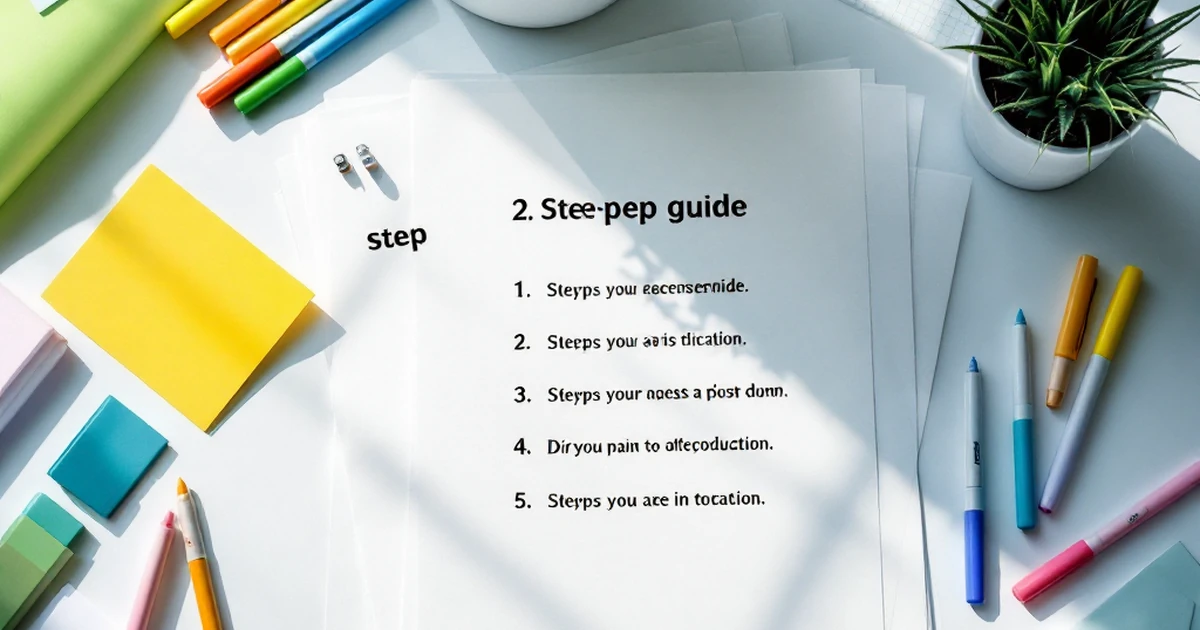 Isometric setup of step-by-step guide with numbered steps and markers.