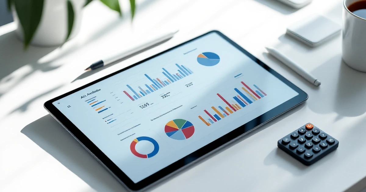 AI data analysis tools on a workspace with charts and stylus.