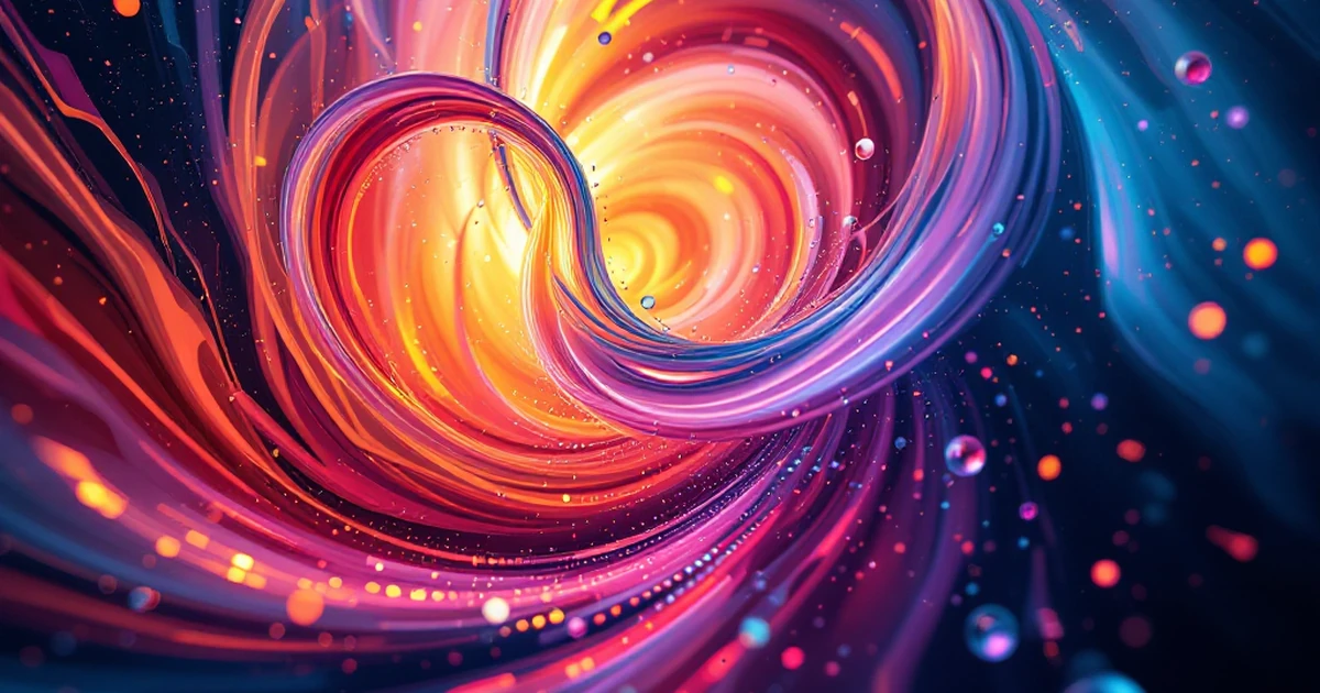 Abstract representation of mid-range AI tools with swirling colors and dynamic shapes.