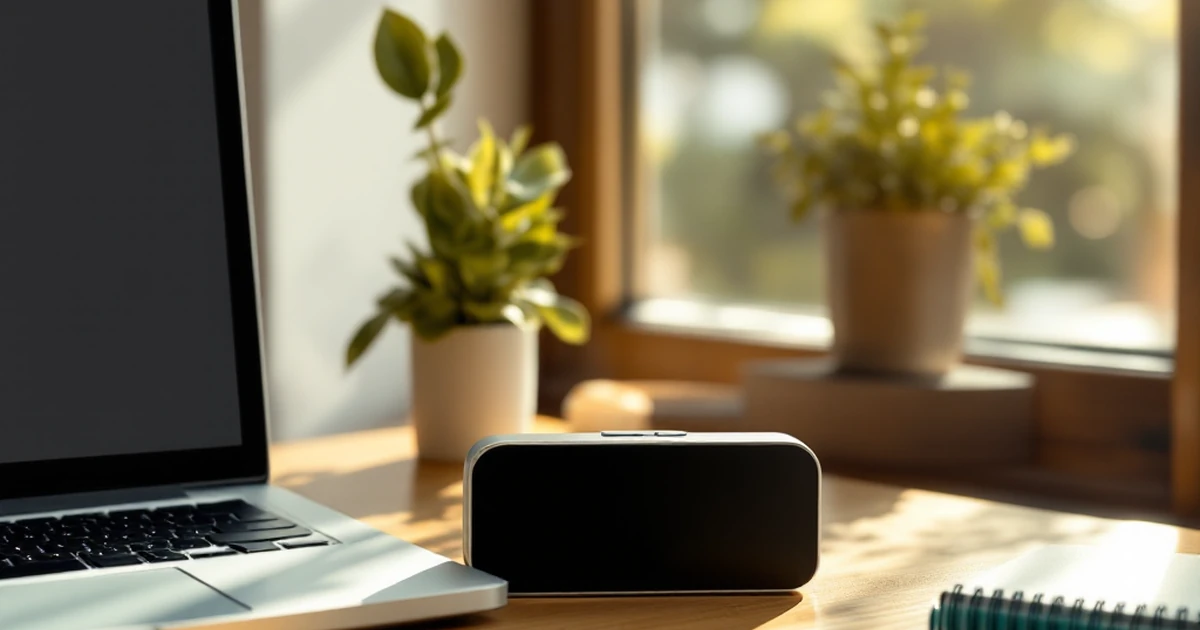 Modern workspace with laptop, planner, and digital timer.