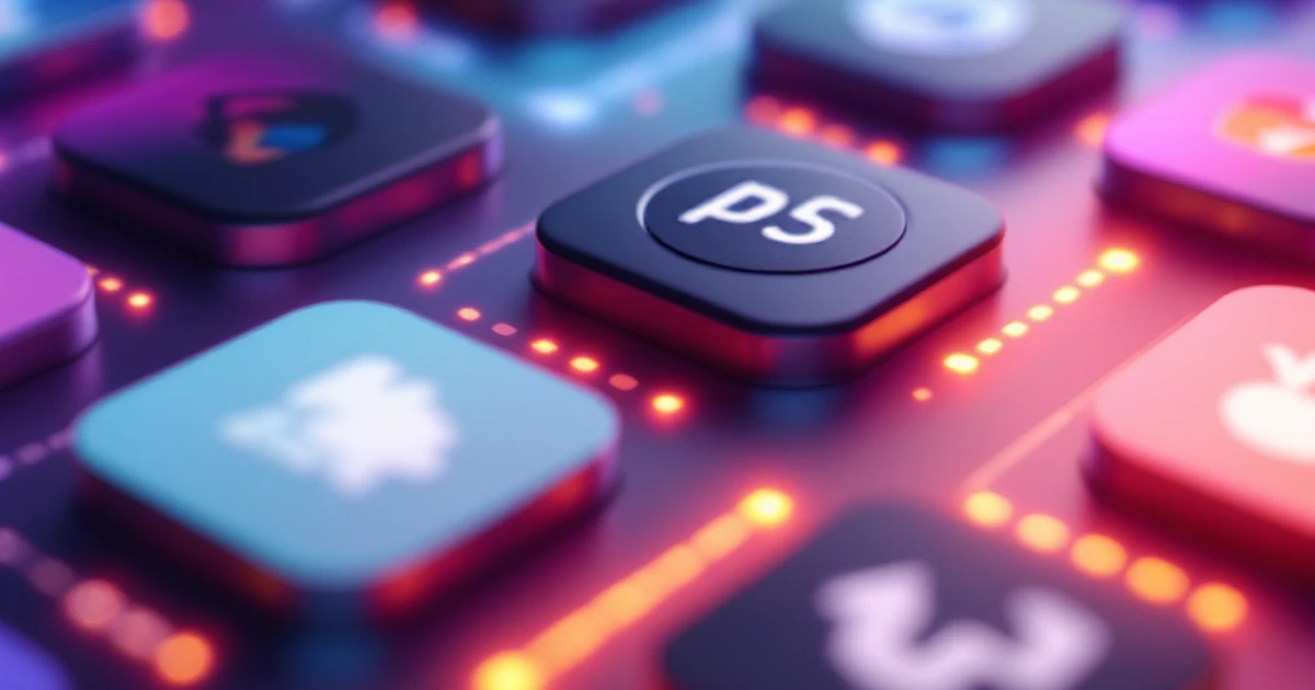 Digital grid of productivity apps showcasing colorful icons.