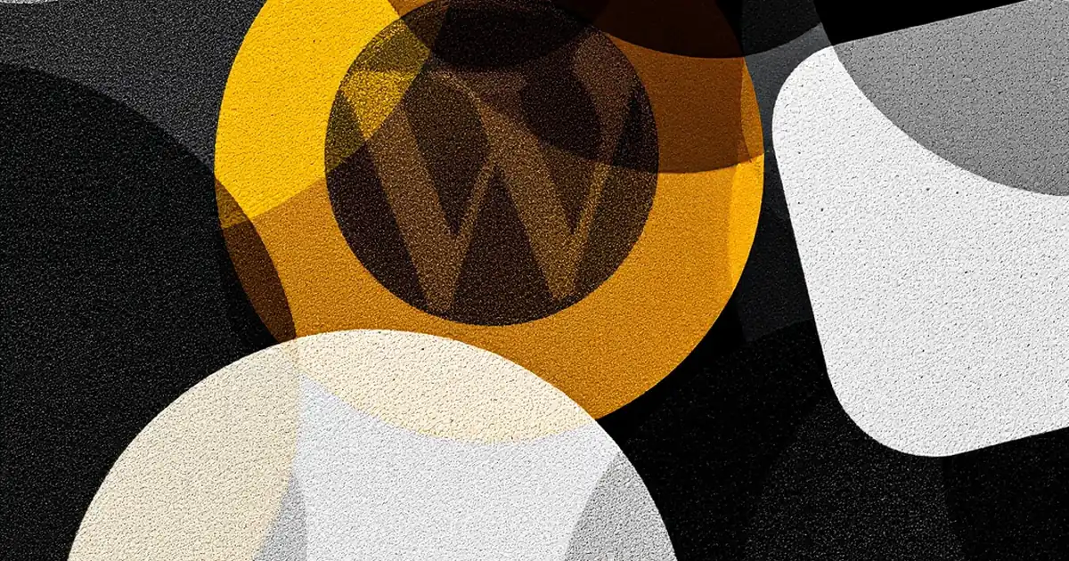 Abstract geometric shapes representing WordPress, Medium, and Substack.