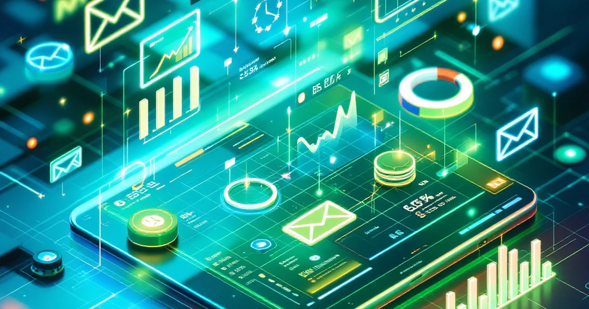 Futuristic view of an email marketing dashboard, showcasing advanced features.
