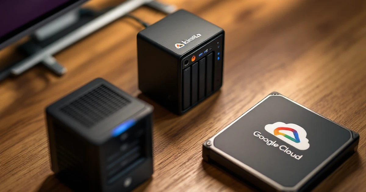 Product photo of web hosting tools featuring server model and Google Cloud logo.