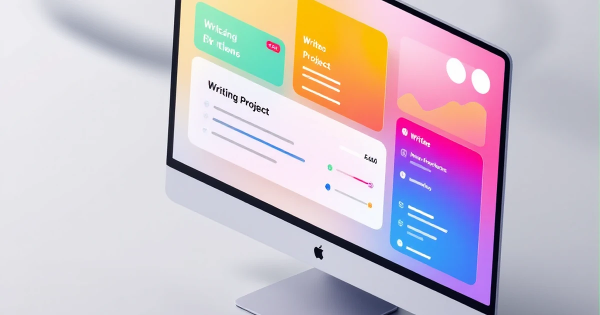 Digital dashboard interface for AI writing tool project setup.