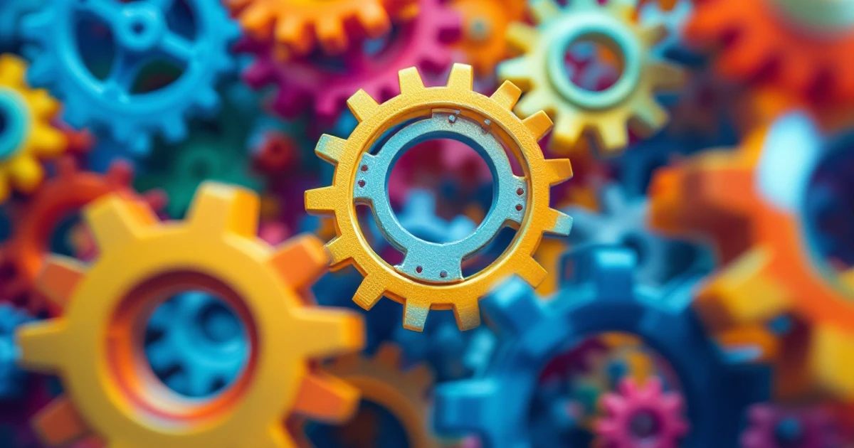 Colorful gears and cogs representing troubleshooting and problem-solving.