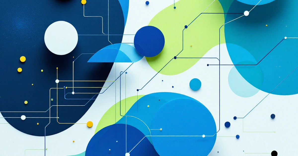 Abstract shapes and lines representing data flow for troubleshooting SEO issues.