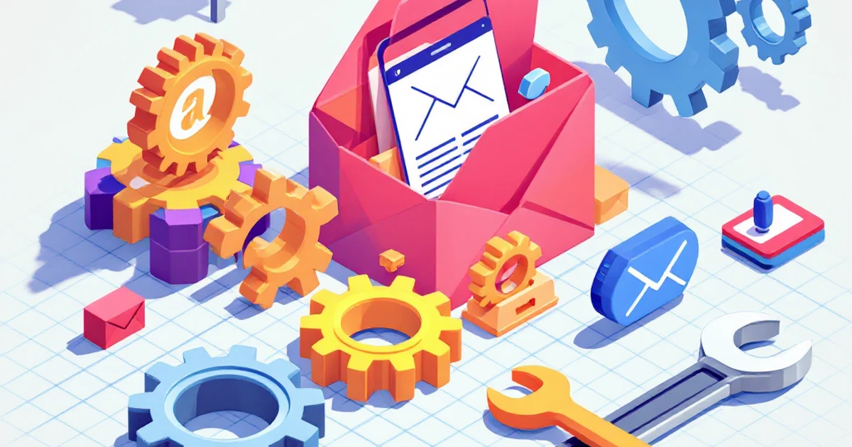 Illustration of troubleshooting steps in email automation.