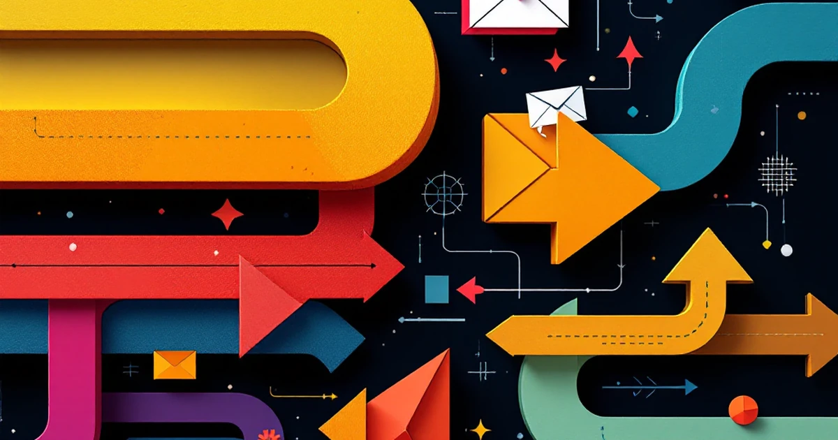 Abstract image showing email strategy elements like arrows and envelopes.