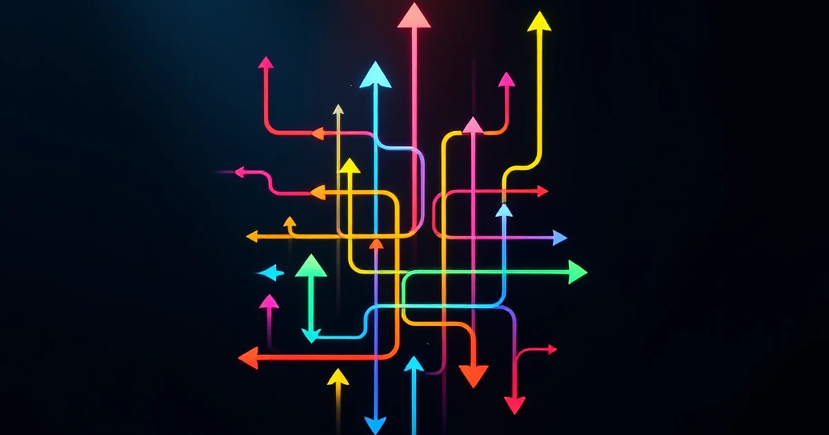 Abstract arrows on dark background representing troubleshooting in email marketing.