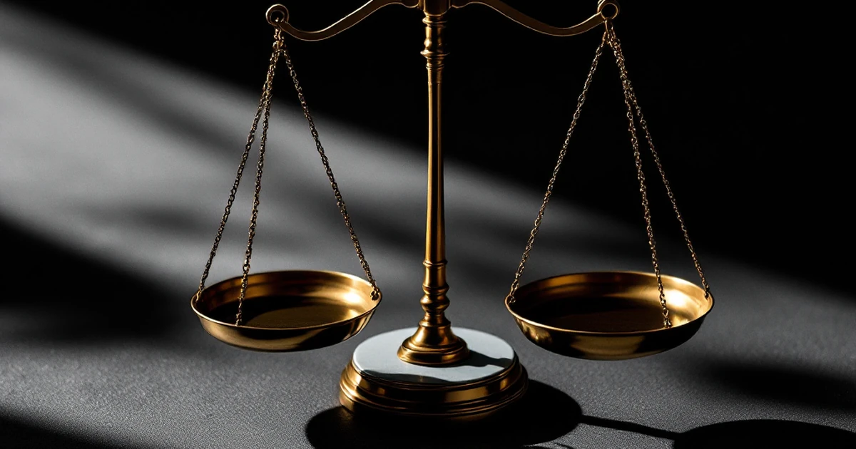 Abstract image with balanced scales and icons of productivity tools for final verdict.