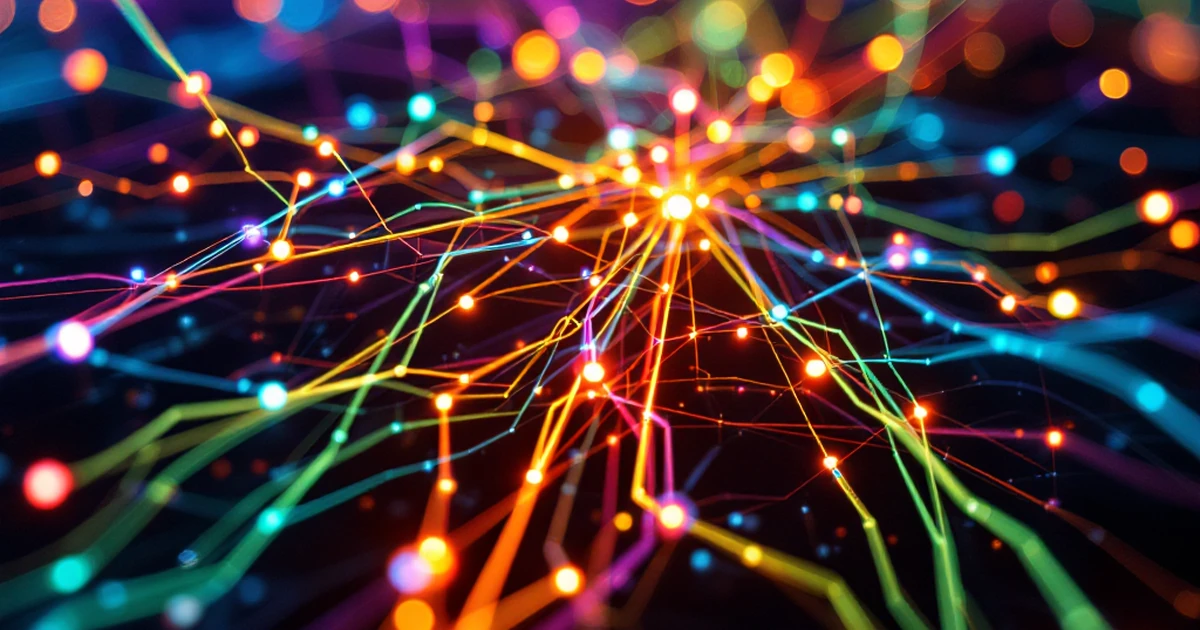 Abstract image of colorful interconnected lines representing SEO tool use cases.