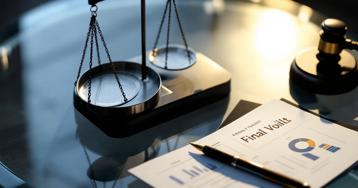 Product photo of SEO analysis tools with a balance scale and charts on a glass table.
