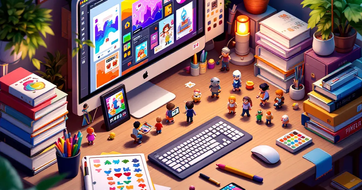 PixelCraft Studio interface with pixel art designs.