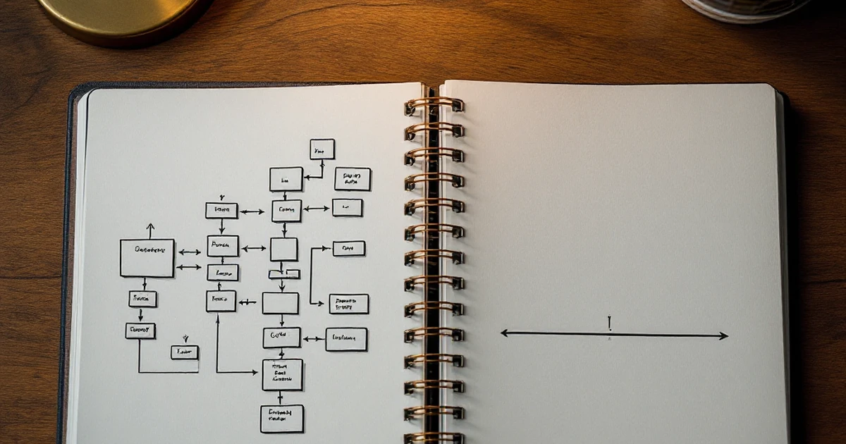 Two notebooks comparing complex and simple automation diagrams