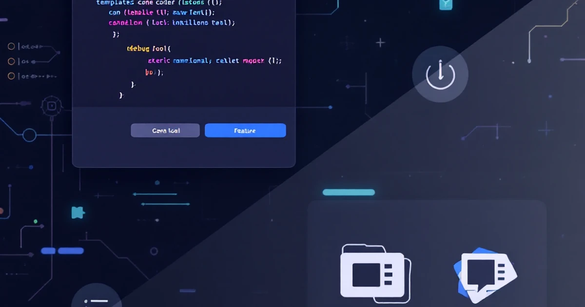 Product shot of CodeHelper Pro features like debug tool and code templates.