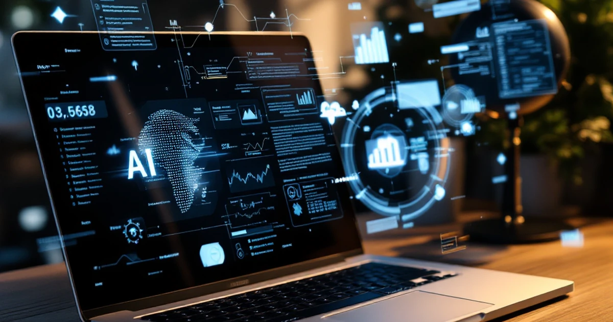 Introduction to AI tools in content marketing with holographic data