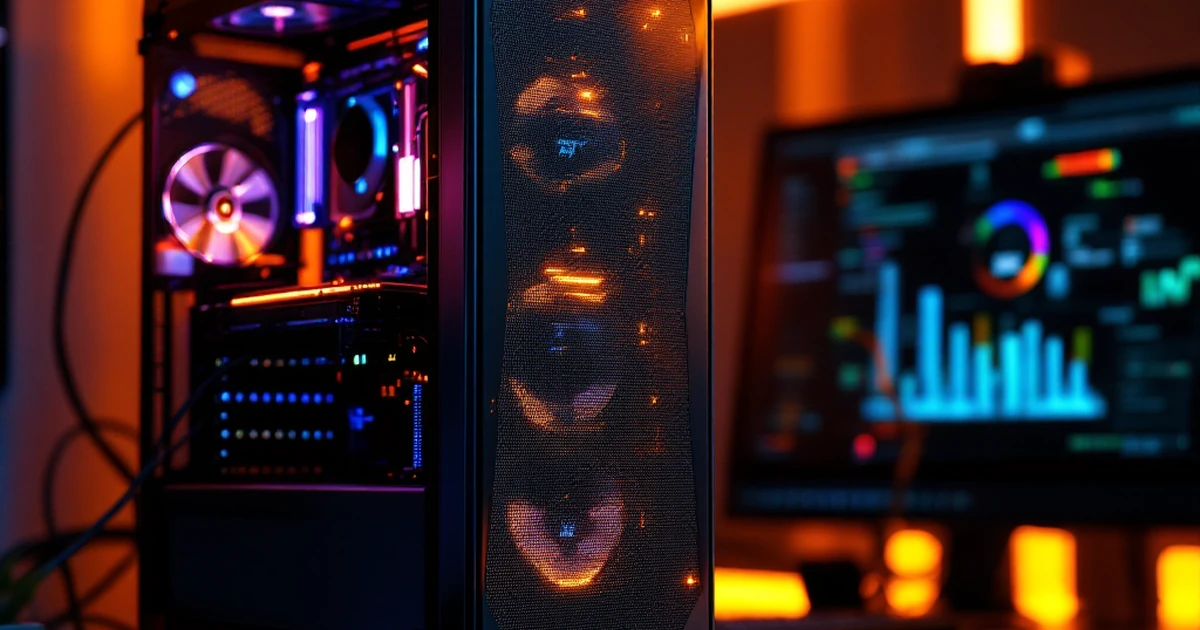 Computer setup with AI tools for content marketing