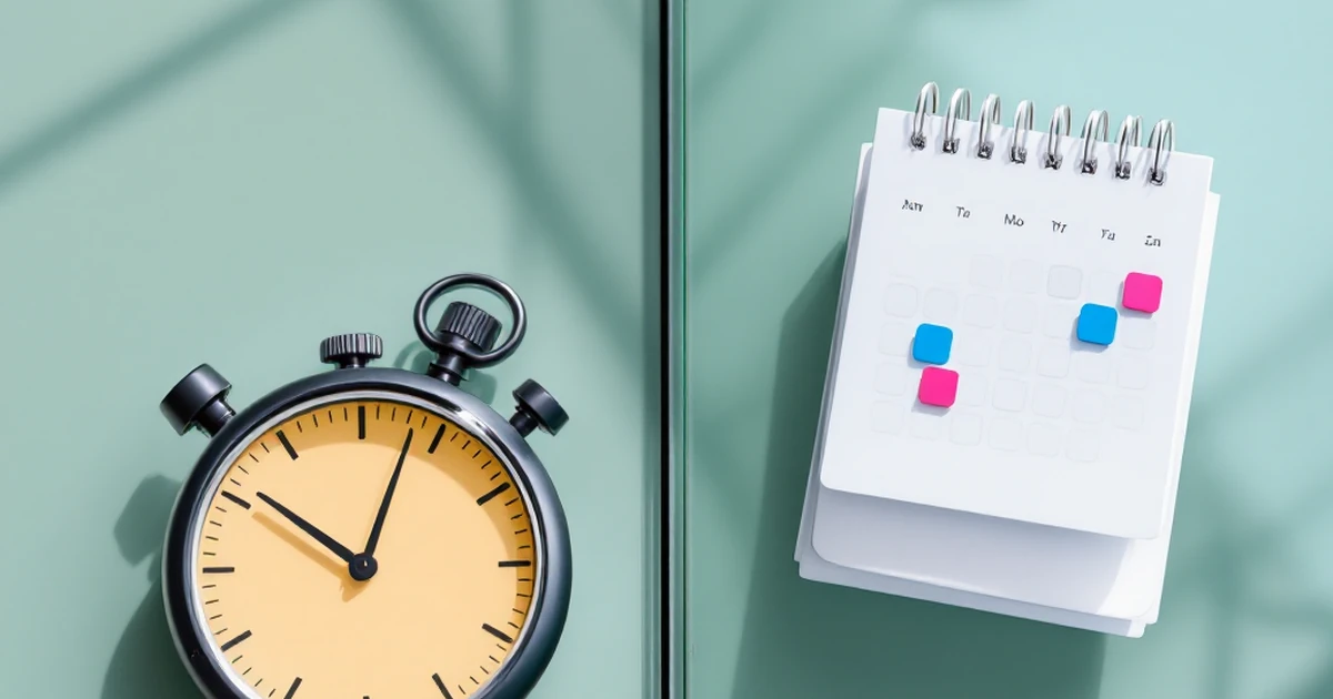 Comparison of ClickUp and Monday.com using a stopwatch and calendar.