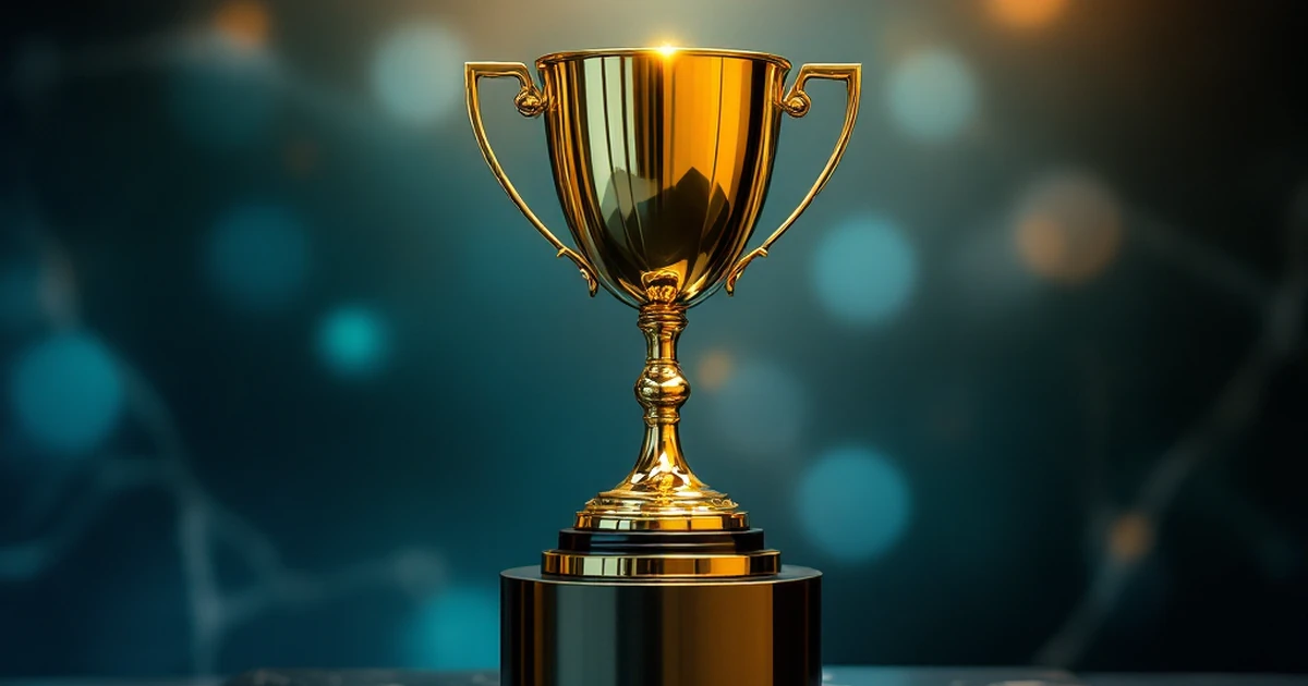 A golden trophy in dramatic light, symbolizing the final verdict and top choice among SEO tools.