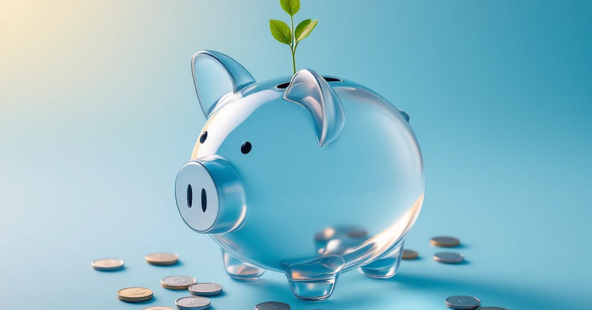 Abstract shot of glass piggy bank with coins for budget picks section.