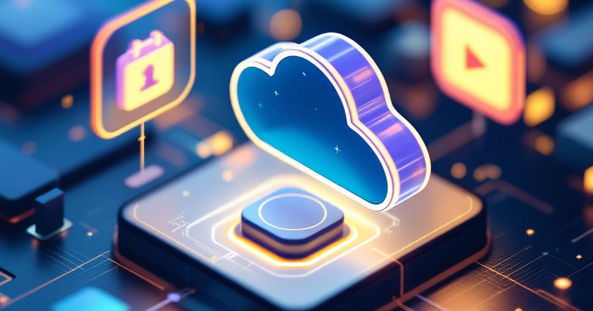 Digital tools like cloud storage and chat bubble icons.