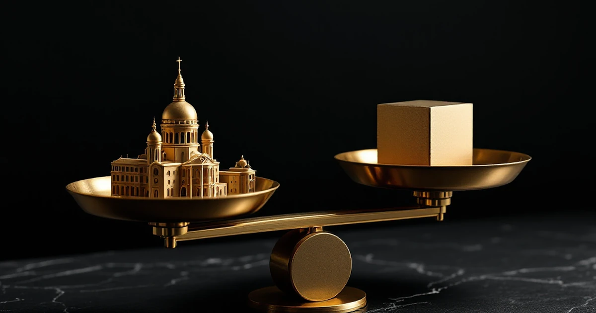 A balanced scale holding a complex model and a simple cube, symbolizing a final verdict between two balanced options.