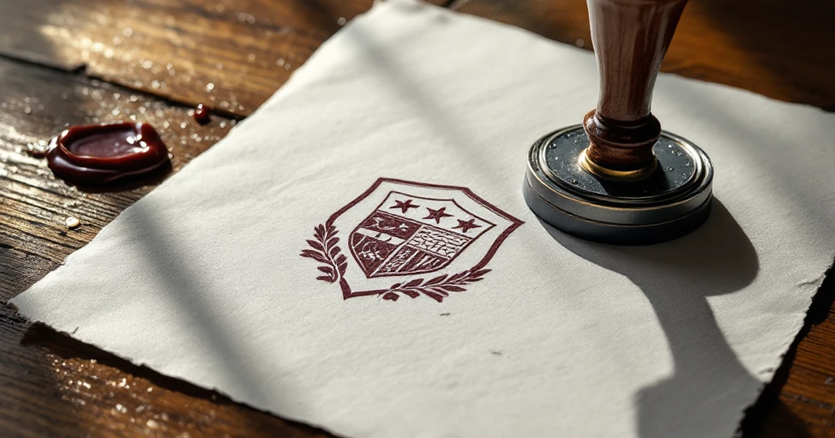 A stamped shield emblem on parchment paper, representing a final security verdict or recommendation for web hosting.
