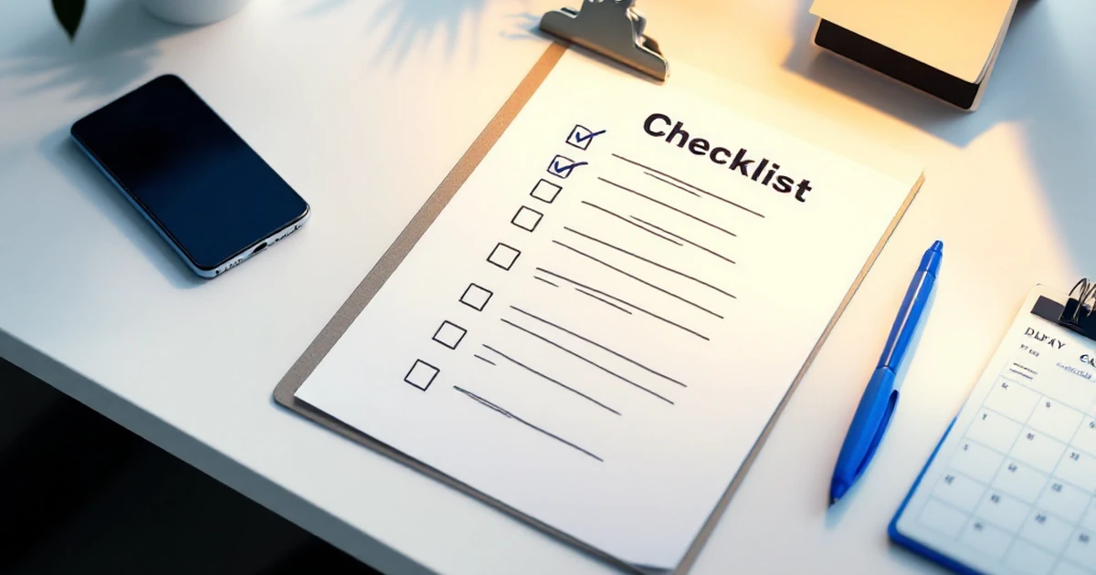 Checklist and clipboard for what you need section