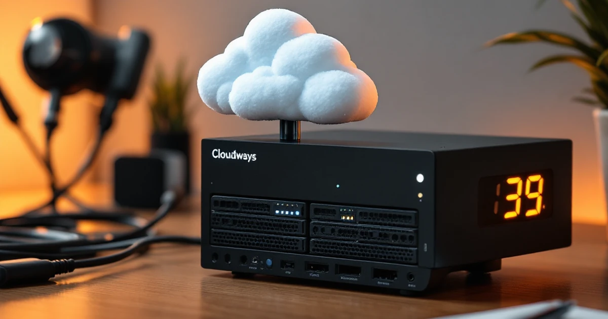 Editorial shot of cloud server model on desk representing Cloudways.