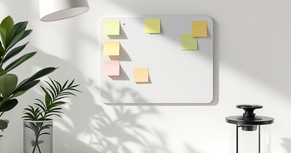 Workspace with task board and sticky notes for productivity