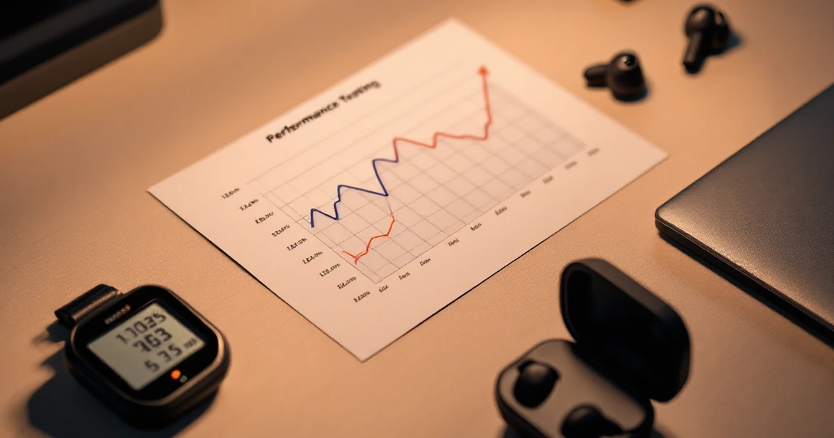 Workspace with stopwatch and graph printout for testing
