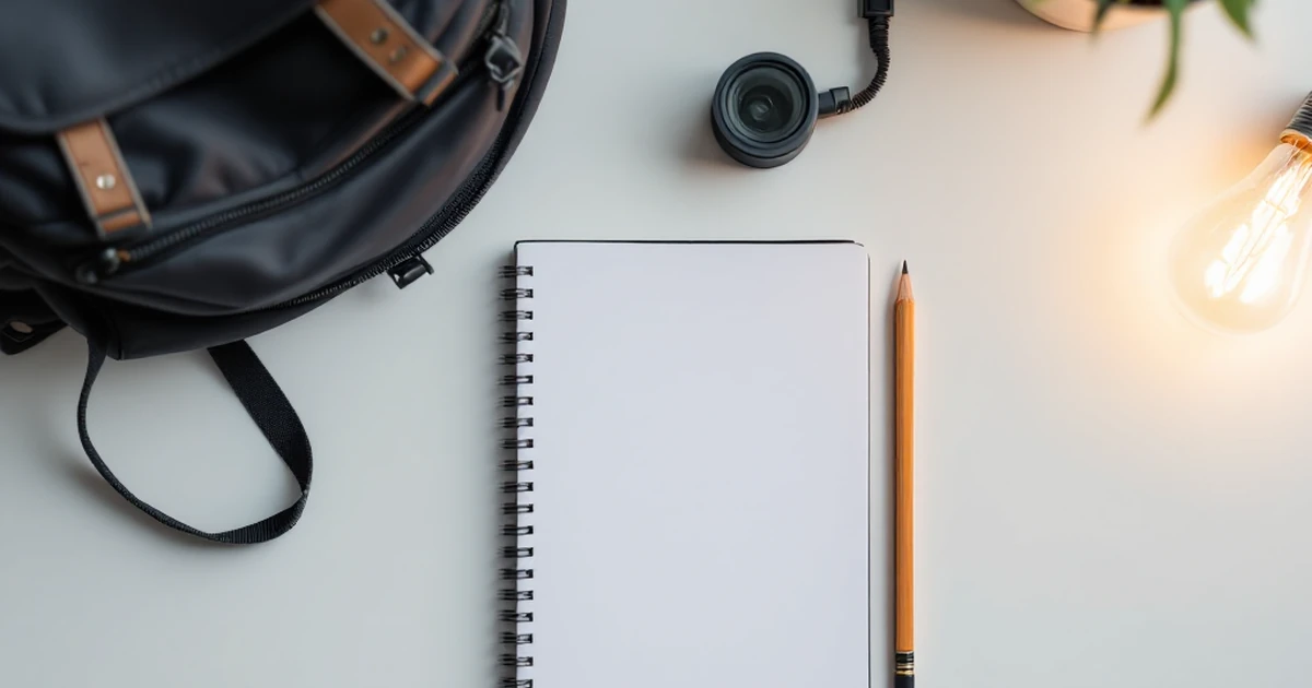 Student desk with backpack and lightbulb