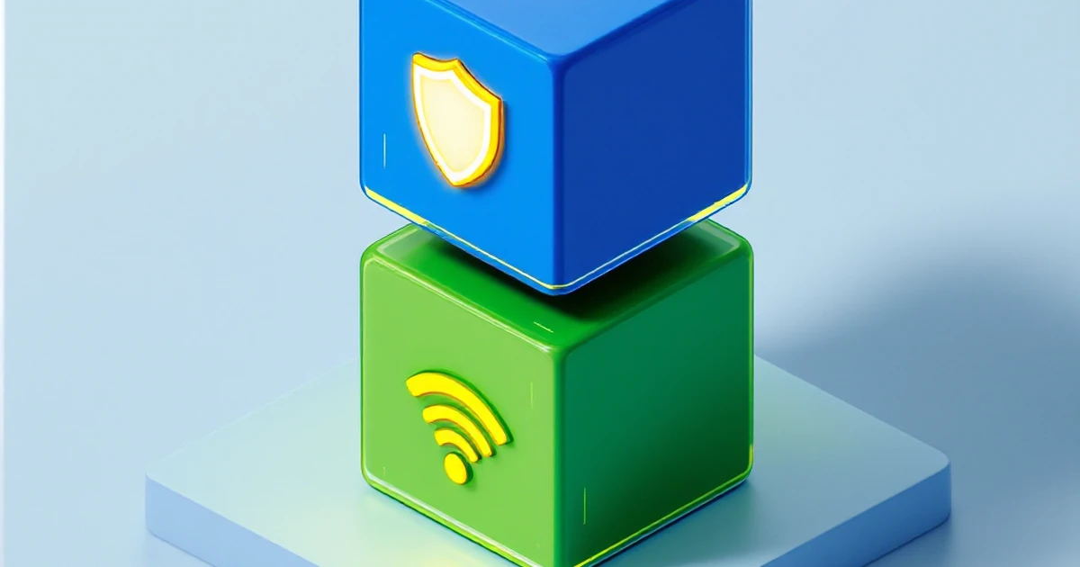 Isometric cubes with shield and firewall symbols comparing Kinsta and Hostinger security