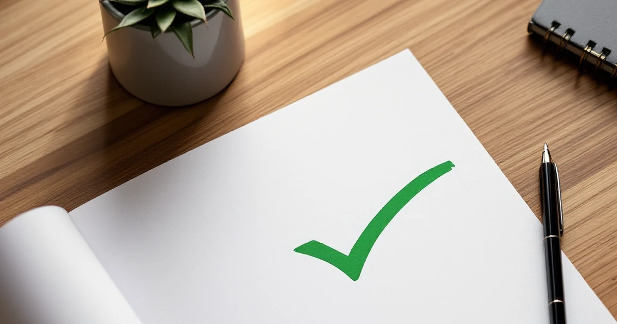 A checkmark on paper representing a recommendation for secure hosting